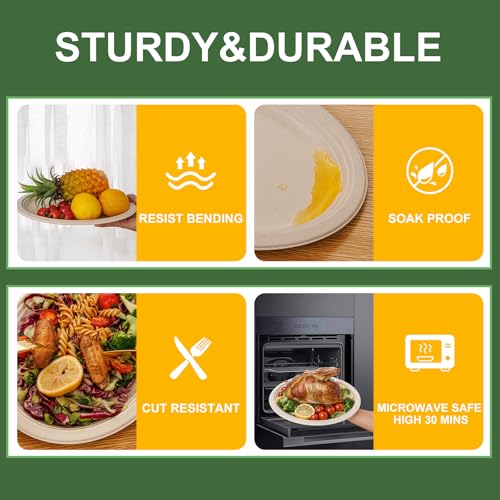 100% Compostable Oval Paper Plates 12 Inch 125 (125 Count)