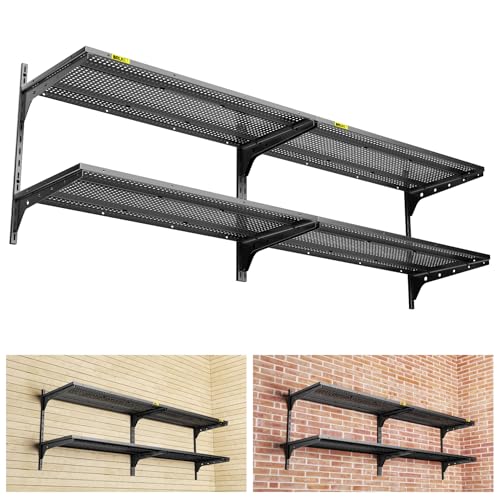 2 Pack×2 Tier 1.3x3ft Garage Shelving Wall Mounted (4 Count)