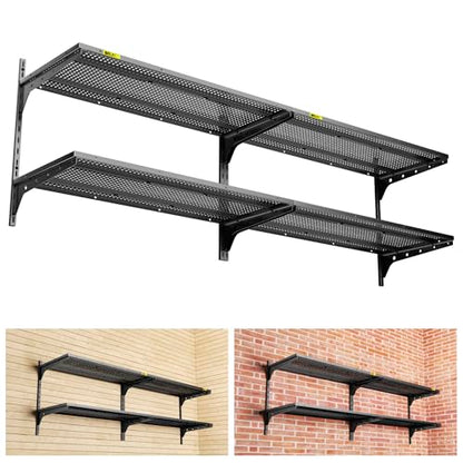 2 Pack×2 Tier 1.3x3ft Garage Shelving Wall Mounted (4 Count)