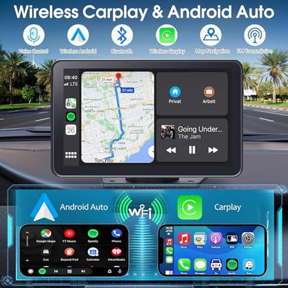 Carplay Screen for Car 7" HD Wireless Portable Car Play Touchscreen Stereo