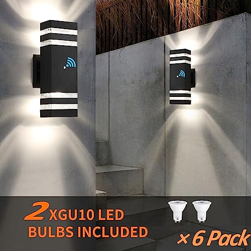 Dusk to Dawn Outdoor Wall Lights Black Exterior Lighting Fixture (6 Count)