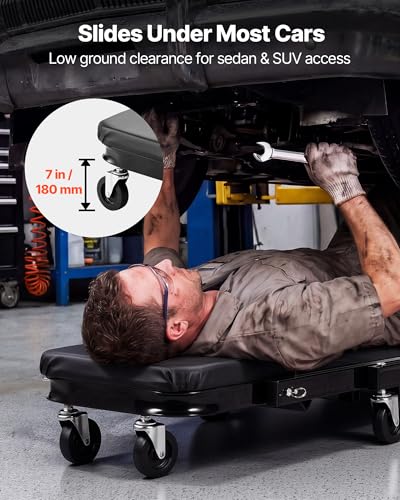 40 in 3-in-1 Folding Mechanic Creeper, Heavy Duty Z-Creeper Garage Roller, 480 lbs Under Car Rolling Creeper with 6 Swivel Casters, Padded Seat for Auto Repair