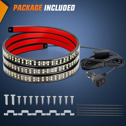 48 Inch 288 LED Tailgate Strobe Light Strip Amber White