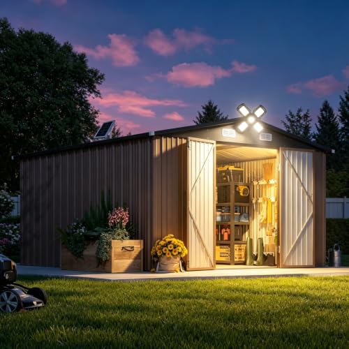 12 x 10FT Outdoor Storage Shed with Solar