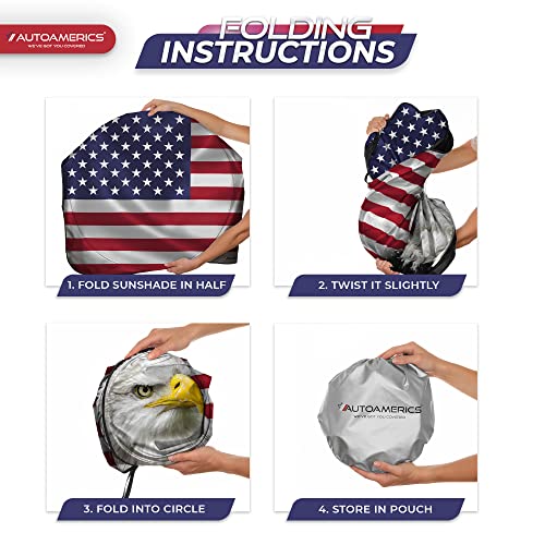 1 Piece Windshield Sun Shade New American Eagle Flag USA Patriotic Design