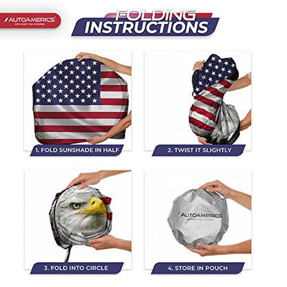 1 Piece Windshield Sun Shade New American Eagle Flag USA Patriotic Design