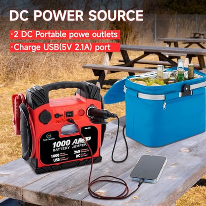 Car Battery Jump Starter with Air Compressor Portable Tire Inflator