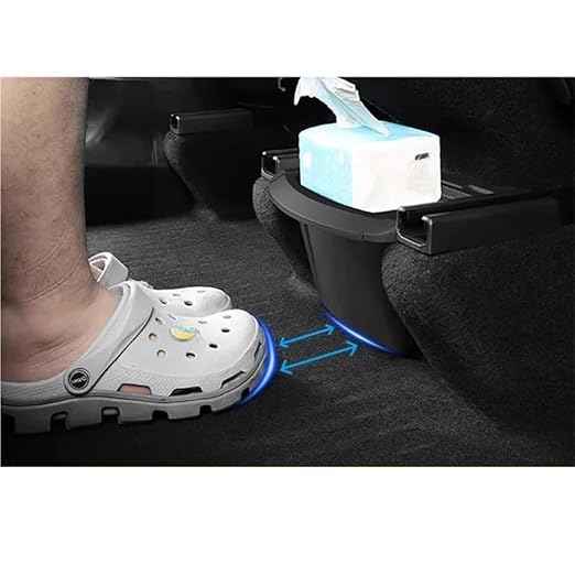 Rear Center Console Organizer Compatble for Tesla Model Y Juniper 2025 2026 Trash Can with Anti-Slip Lid Cover Backseat Storage Box