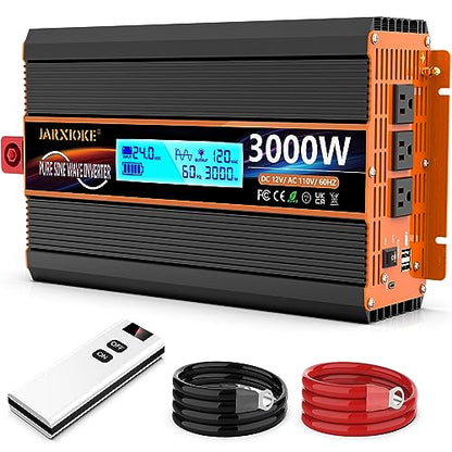 3000 Watt Pure Sine Wave Power Inverter 24V DC to 110V 120V Converter for Family RV Off Grid Solar System Car with Type