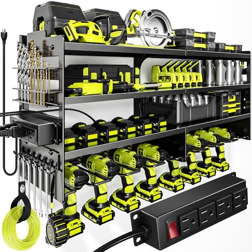 Large Power Tool Organizer Wall Mount with Charging Station