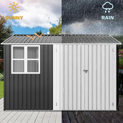 10x10ft Metal Outdoor Storage Shed with Window