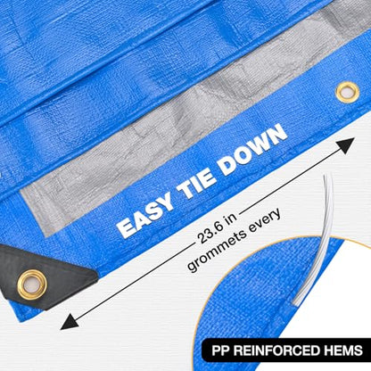 Heavy Duty Tarp 14 Mil Tarp Waterproof Blue 16x20 FT