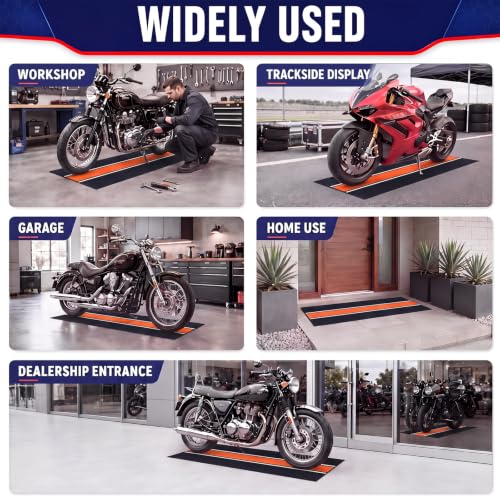 Motorcycle Mat Garage Floor Rug Washable Parking Mats for Garage Floors Non Slip Oil Absorbent Pad Rubber Backing Layer Protects Floor