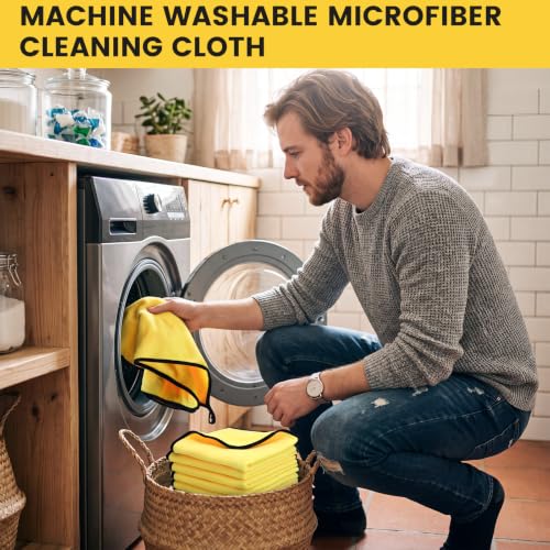 18 Pcs 16"x24" Yellow Microfiber Towels for Cars Drying Polishing (18 Count)