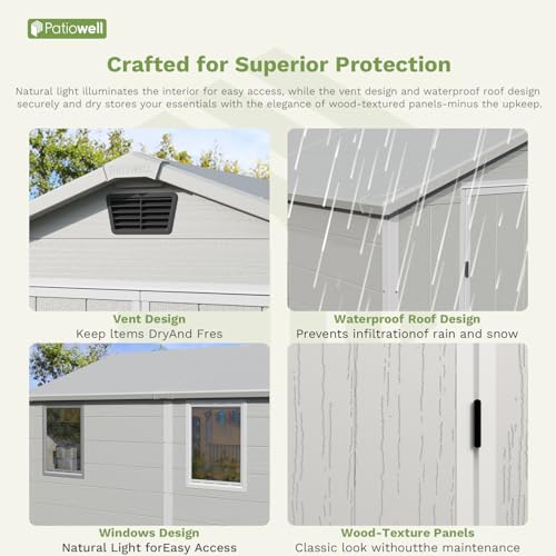 6X8 FT Resin Outdoor Storage Shed with Floor