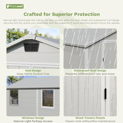6X8 FT Resin Outdoor Storage Shed with Floor