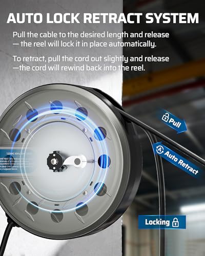 Ceiling Wall Mount Retractable Extension Cord Reel with 30FT Cord