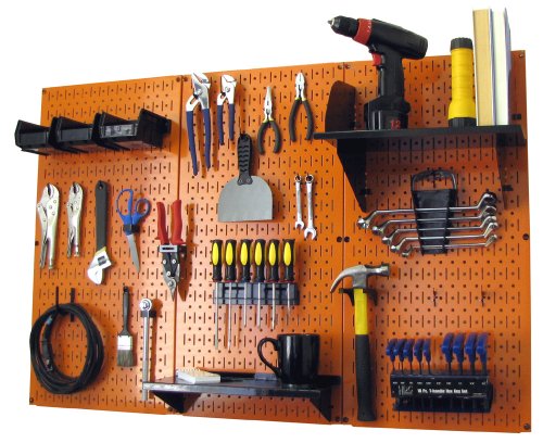 4 ft Metal Pegboard Standard Tool Storage Kit with Orange Toolboard and Black Accessories