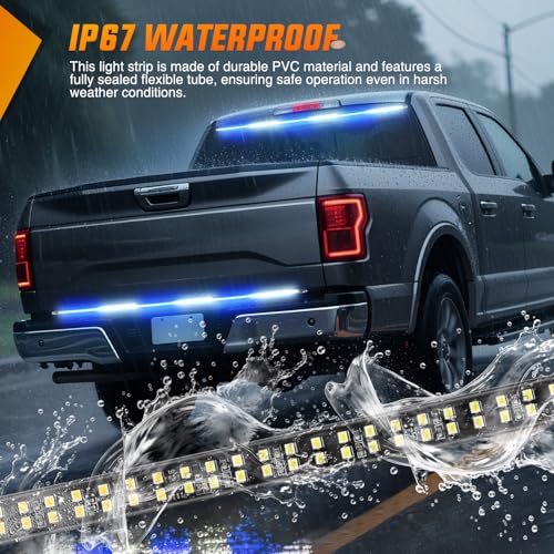 48 Inch 288 LED Tailgate Strobe Light Strip Blue White