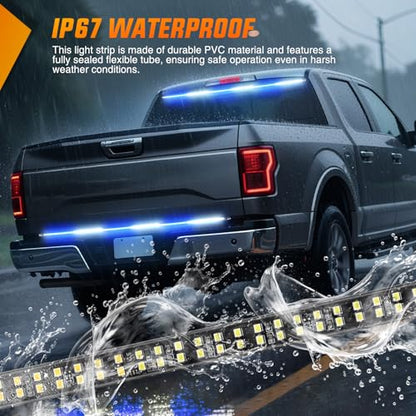48 Inch 288 LED Tailgate Strobe Light Strip Blue White