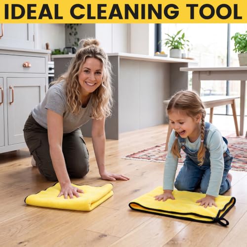 6 Pcs 36"x25" Yellow Microfiber Towels for Cars Drying Polishing (6 Count)