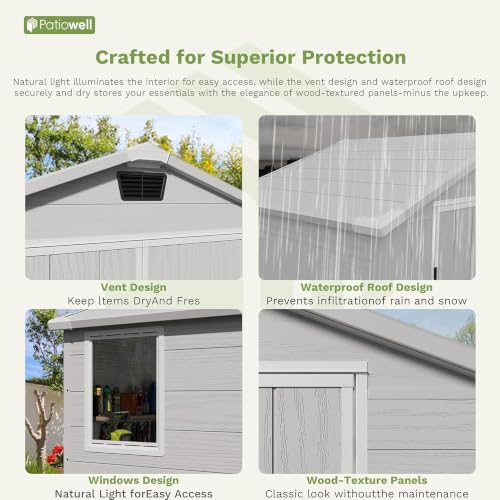 6X4 FT Plastic Outdoor Storage Shed with Floor