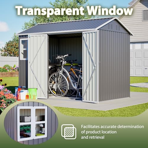 8X 6ft Outdoor Storage Shed with Clear Window