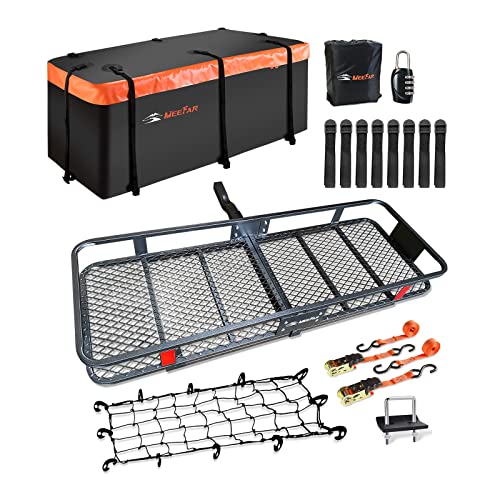Hitch Mount Cargo Carrier Rack Basket 60"*20"*6"+Waterproof Bag 16 Cu.Ft
