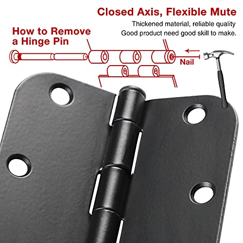 Rounded Door Hinges Matte Black 3.5" 5 (48 Count)