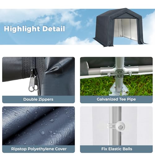 8x12 ft Storage Shelter Shed Portable Outdoor Carport Garage