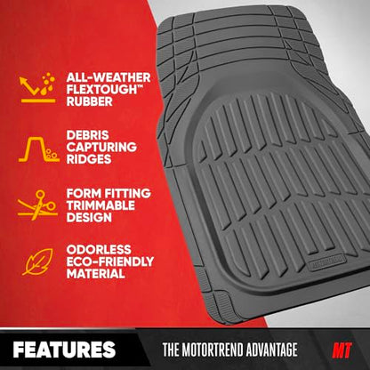 MotorTrend FlexTough Gray Car Floor Mats Rubber All Weather Automotive 2pc