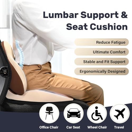 Seat Cushion and Lumbar Support Pillow for Car Office Chair