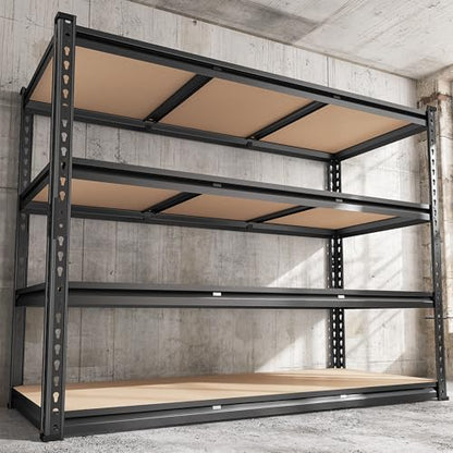 48" W Garage Shelving Heavy Duty 2550 LBS Storage Shelves 4 Tier Heavy Duty Shelving
