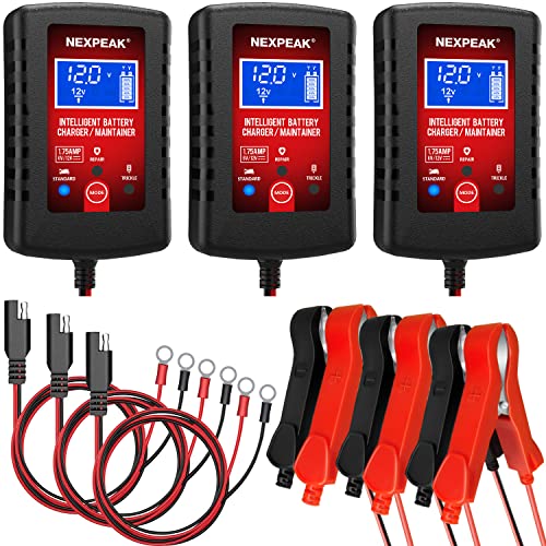3 Pack 1.75A Car Battery Charger (3 Count)