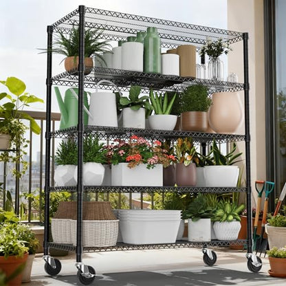 3300LBS 53.1" W 5 Tiers Shelf Steel Storage Shelving Utility Shelving Unit Steel Organizer Wire Rack for Home