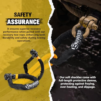 1"×30ft Kinetic Recovery Rope with 2 Soft Shackles Kit