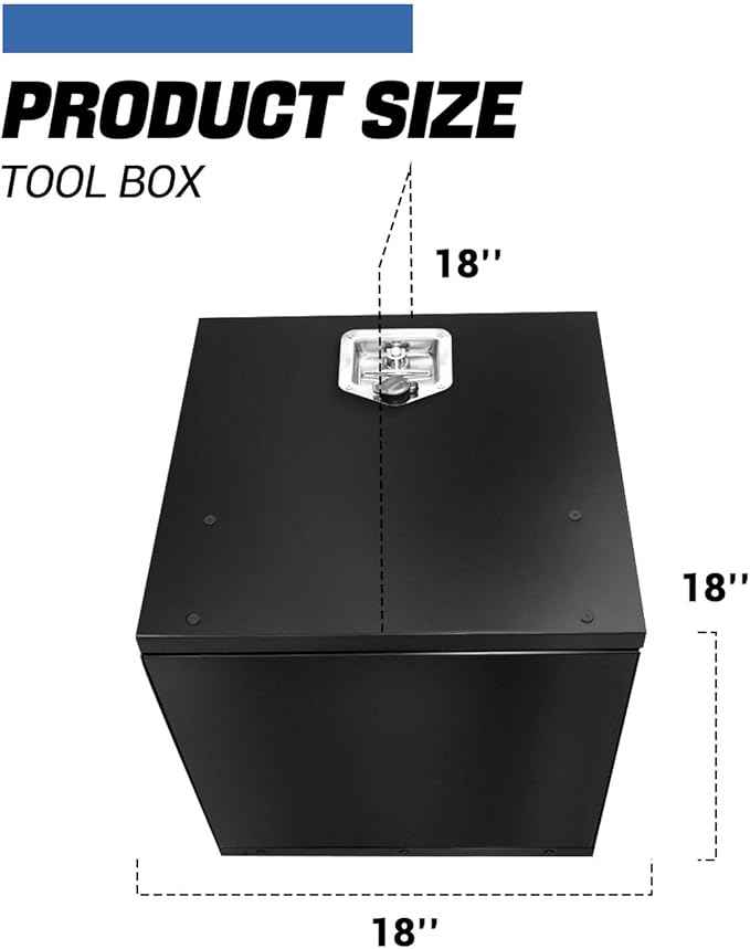 Heavy Duty Tool Box Chest Box Trailer Tongue Box for Pick Up Truck Bed RV Trailer Black Rectangle Truck Bed Storage with Side Handle,Lock and Keys(black)