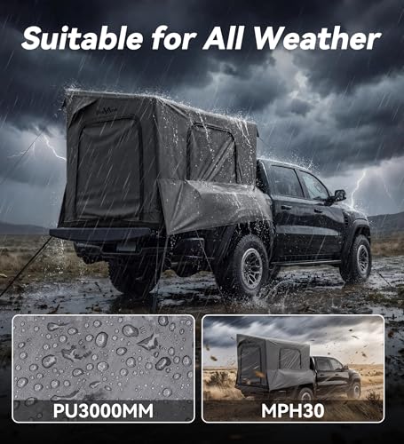 Inflatable Truck Bed Tent with Detachable Zippered Awning