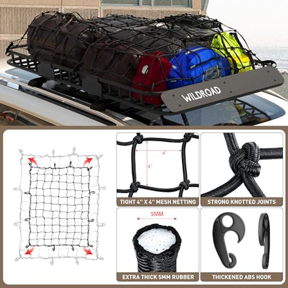 Rooftop Cargo Carrier Combo Roof Rack Cargo Basket 64" x 39" x 4"