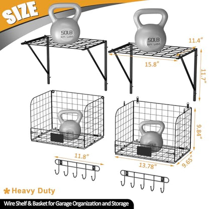 2 Pack Garage Shelves Wall Mounted with Wire Baskets (2 Count)
