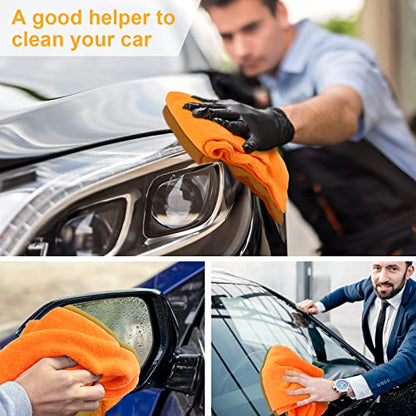 30 Pcs 16 x 16 Inch Edgeless Microfiber Plush Towels for Cars Detailing Drying Wash Polishing Absorbent Cleaning Cloths