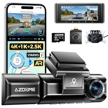 M550 Max 4K 3 Channel Dash Cam Front and Rear Inside