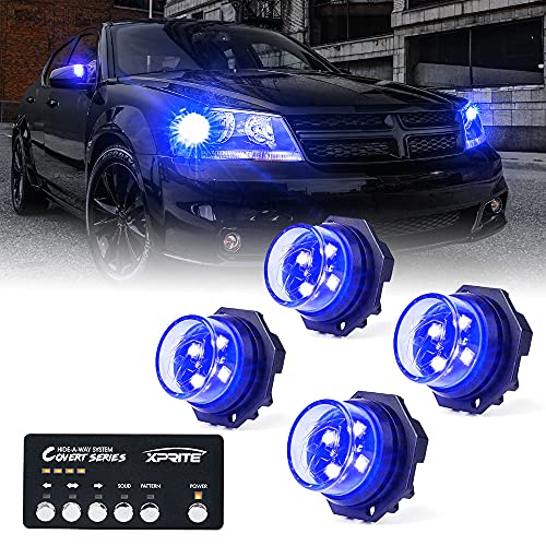 Blue LED Hideaway Strobe Lights Kit (4 Count)