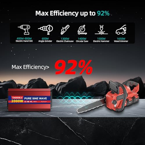 24V 2000W Pure Sine Wave Power Inverter 24V DC to 110V 120V AC for Vehicles