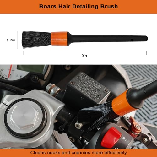 Motorcycle Cleaning Kit 6 Pack with Easy Reach Brush