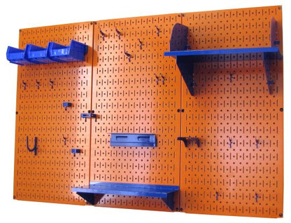 Pegboard Organizer 4 ft. Metal Pegboard Standard Tool Storage Kit with Orange Toolboard and Blue Accessories