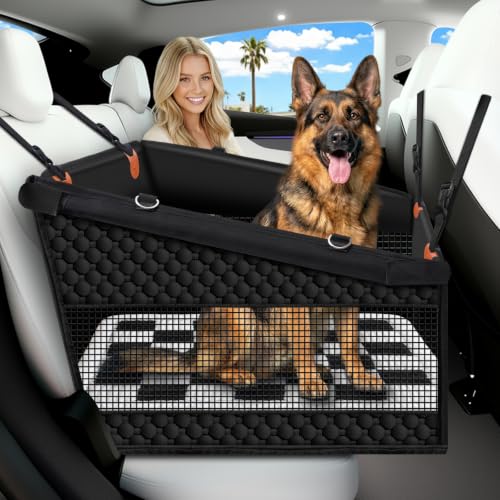 XL Checkered Large Dog Car Seat Cover with Dog Bed Mat for Back Seat Half