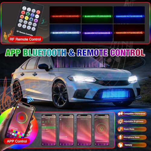 4PCS 24" RGB LED Grille Light Strips with APP & Remote Control