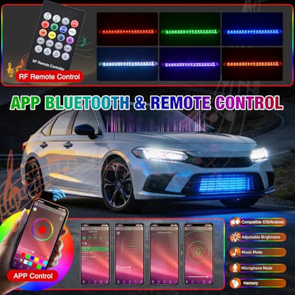 4PCS 24" RGB LED Grille Light Strips with APP & Remote Control