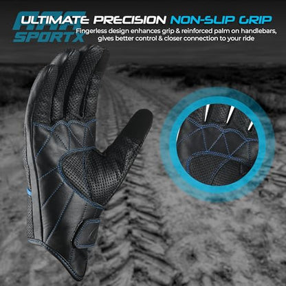 Motorcycle Gloves Men's Leather Motorbike Gloves Touchscreen Function